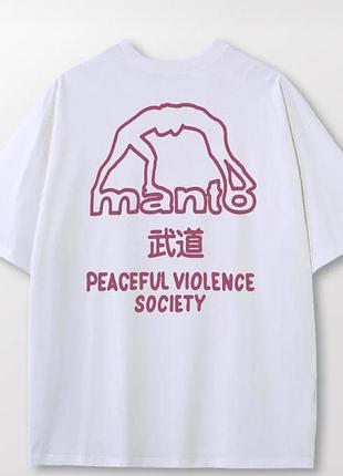 Мужская футболка manto peaceful violence society белая унисекс манто мма ufc boxing