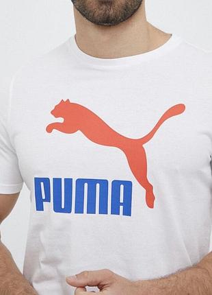 Мужская футболка puma белая пума унисекс