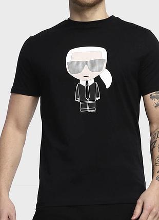 Мужская футболка karl lagerfeld paris черная унисекс карл лагерфельд