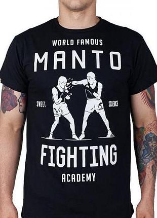 Мужская футболка manto fighting logo черная манто boxing ufc mma bjj