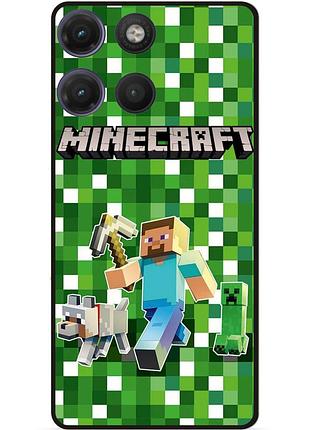 Силіконовий чохол бампер для motorola moto g17 з малюнком стів minecraft крипер майнкрафт
