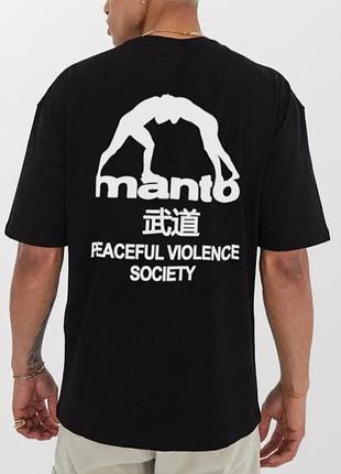 Чоловіча футболка manto peaceful violence society чорна унісекс манто boxing ufc mma bjj