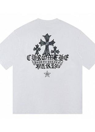 Футболка chrome hearts logo унісекс хром хартс з хрестами новинка біла