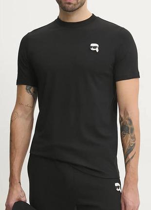 Мужская футболка karl lagerfeld logo черная унисекс карл лагерфильд