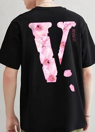 Мужская футболка vlone friends logo унисекс v лон черная