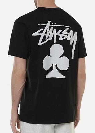 Чоловіча футболка stussy cards logo унісекс чорна стуссі з картами