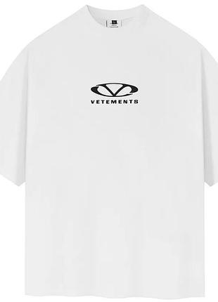 Чоловіча футболка vetements logo унісекс ветементс вітмо біла