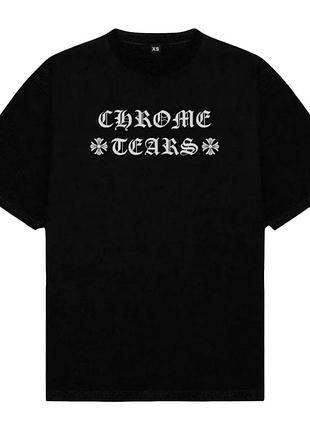 Футболка chrome hearts logo унисекс хром хартс с крестами черная