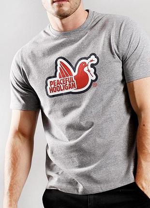 Мужская футболка peaceful hooligan серая