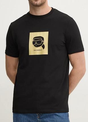 Мужская футболка karl lagerfeld logo черная унисекс карл лагерфильд