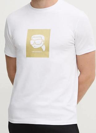 Мужская футболка karl lagerfeld logo белая унисекс карл лагерфильд