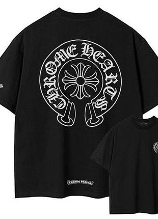 Чоловіча футболка chrome hearts logo чорна унісекс хром хартс