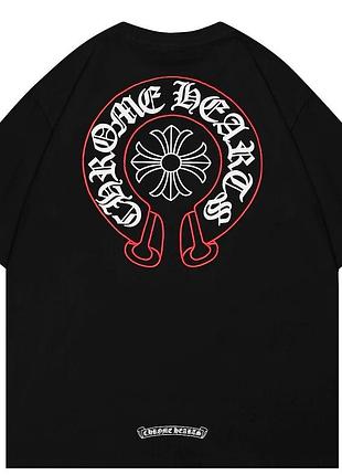 Футболка chrome hearts logo черная унисекс хром хартс