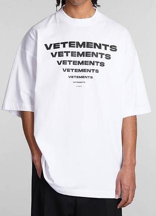 Мужская футболка vetements logo унисекс ветементс ветмо белая