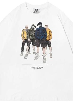 Мужская футболка weekend offender casual logo белая унисекс викенд офендер