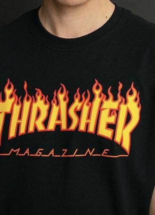 Чоловіча футболка thrasher magazine чорна унісекс-трешер із вогнем