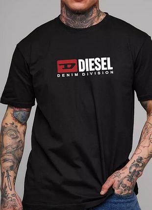 Чоловіча футболка diesel logo чорна дизель унісекс