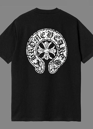Мужская футболка chrome hearts logo черная унисекс хром хартс