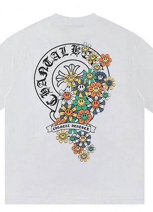 Чоловіча футболка chrome hearts logo унісекс хром хартс біла