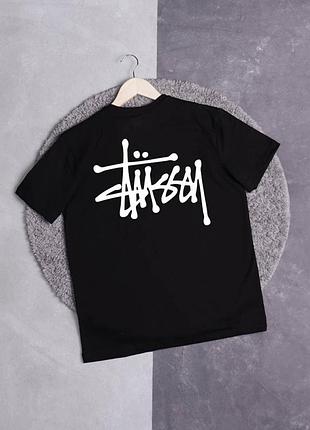 Чоловіча футболка stussy logo чорна унісекс стуссі