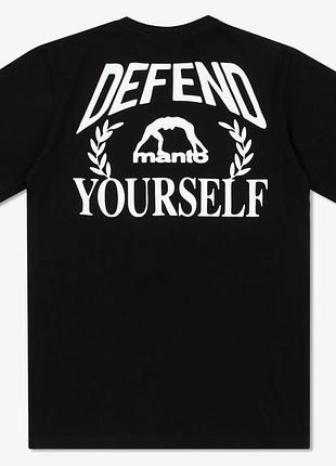 Чоловіча футболка manto defend yourself чорна унісекс-манто boxing ufc mma wrestling