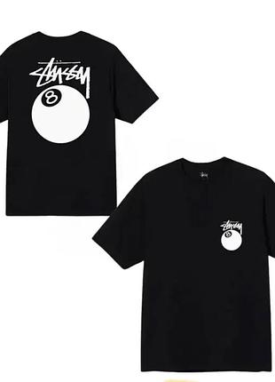 Мужская футболка stussy 8 ball tee black черная унисекс стусси с шаром