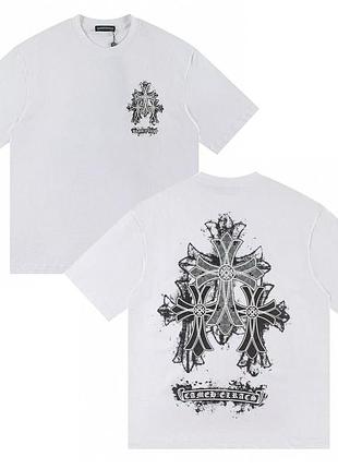 Футболка chrome hearts logo унісекс хром хартс з хрестами новинка біла