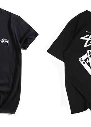 Чоловіча футболка stussy playing cards чорна унісекс стуссі з картами