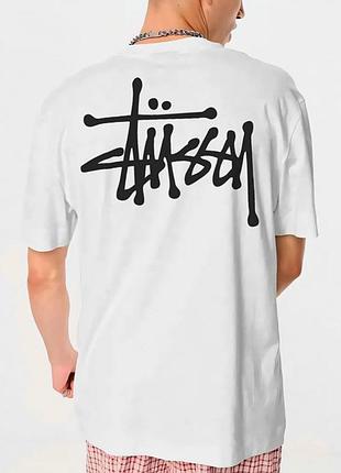 Чоловіча футболка stussy logo біла унісекс стусі