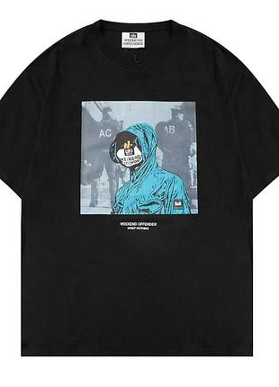 Мужская футболка weekend offender casual acab logo унисекс викенд офендер черная