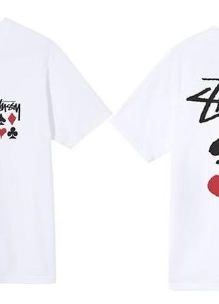 Чоловіча футболка stussy cards біла унісекс стуссі з картами