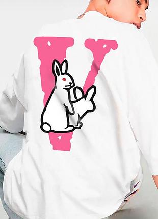Чоловіча футболка vlone love rabbits logo унісекс v лон біла