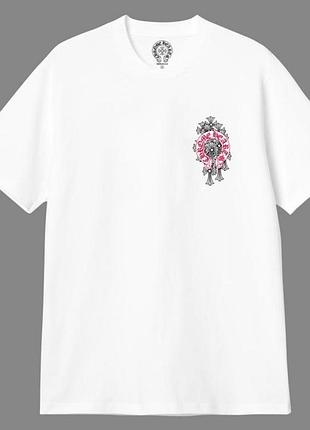 Футболка chrome hearts logo унисекс хром хартс с крестами белая