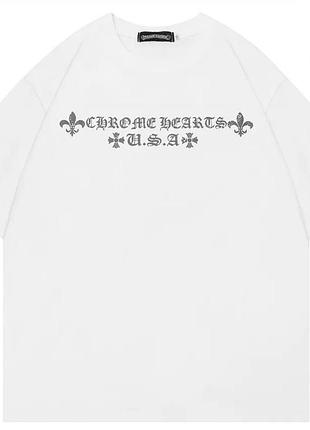Футболка chrome hearts logo унісекс хром хартс з хрестами біла