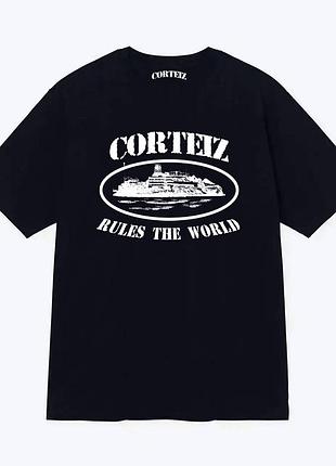 Чоловіча футболка corteiz logo унісекс кортеїз кортез чорна