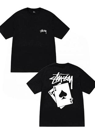 Чоловіча футболка stussy with playing card унісекс чорна стуссі з картами