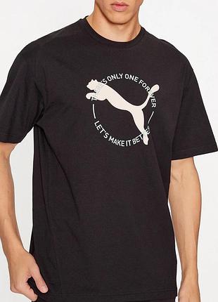 Мужская футболка puma logo черная унисекс пума