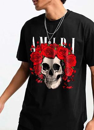 Чоловіча футболка amiri logo унісекс амірі чорна