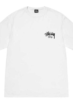 Мужская футболка stussy paris белая унисекс стусси