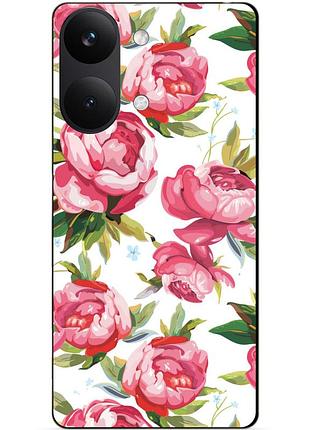 Силиконовый бампер чехол для xiaomi poco x8 pro max с рисунком пионы цветы