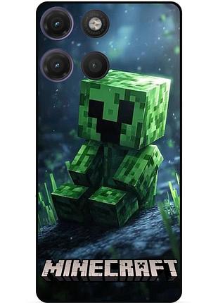 Силіконовий чохол бампер для motorola moto g17 з малюнком стів minecraft крипер майнкрафт