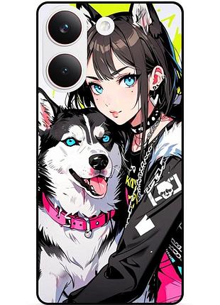 Силиконовый бампер чехол для xiaomi poco x8 pro с рисунком хаски аниме