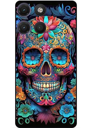 Силиконовый бампер чехол для motorola moto g17 с рисунком череп 7