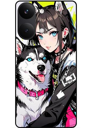 Силиконовый бампер чехол для xiaomi poco x8 pro max с рисунком хаски аниме