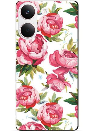 Силіконовий чохол бампер для xiaomi poco x8 pro з малюнком півонії квітів