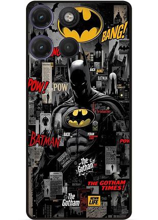 Силиконовый бампер чехол для motorola moto g17 с рисунком batman бэтмен