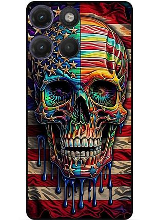 Силиконовый бампер чехол для motorola moto g17 с рисунком череп 10