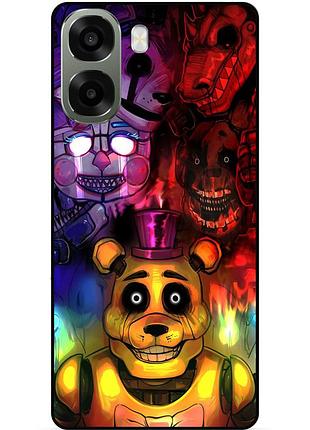 Силиконовый бампер чехол для oppo a6x с рисунком фредди freddy аниматроники