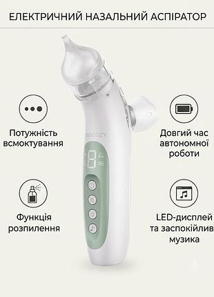 Електричний дитячий назальний аспіратор momcozy breezyclear 2-в-1 зі спреєм (bn007)