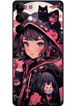 Силиконовый бампер чехол для realme c85 с рисунком котики аниме